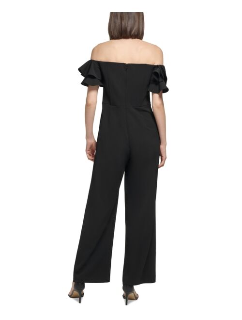 Calvin Klein Women's Ruffled Off-The-Shoulder Jumpsuit