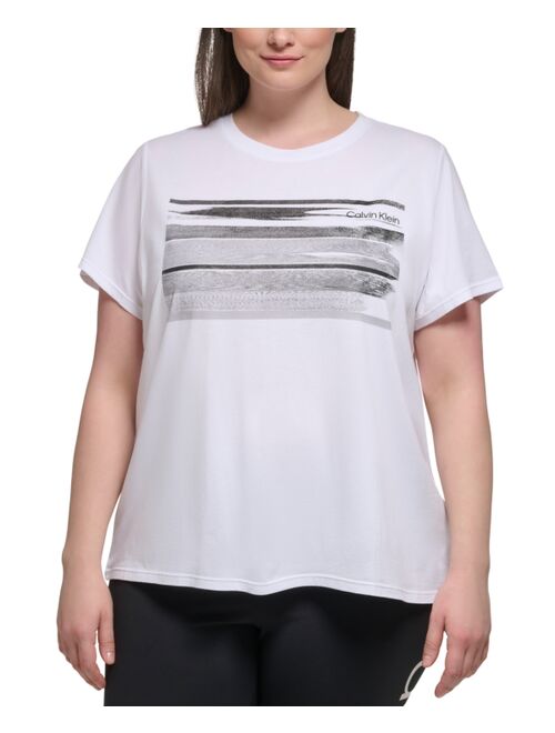 Calvin Klein Performance Plus Size Striped Graphic T-Shirt