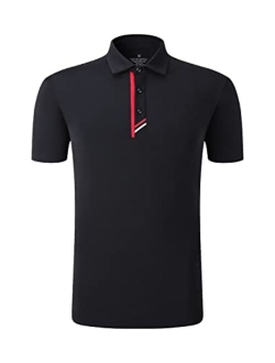 Bepuzu Golf Shirts for Men Dry Fit Performance Moisture Wicking Polo Short Sleeve Rib Collared T-Shirt