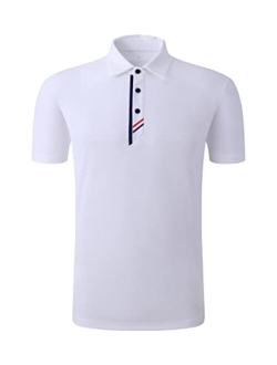 Bepuzu Golf Shirts for Men Dry Fit Performance Moisture Wicking Polo Short Sleeve Rib Collared T-Shirt