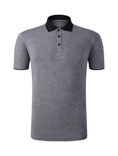 Bepuzu Golf Shirts for Men Dry Fit Performance Moisture Wicking Polo Short Sleeve Rib Collared T-Shirt