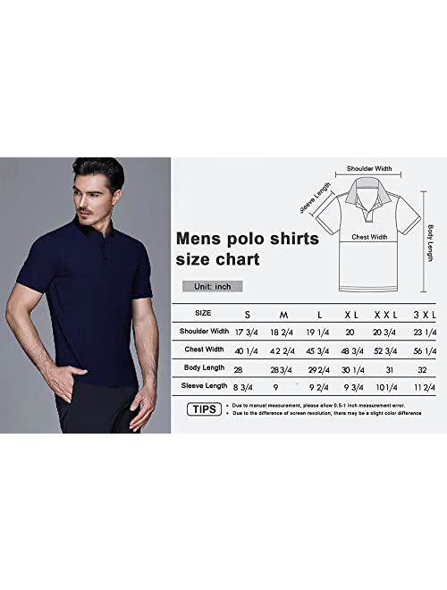 Bepuzu Golf Shirts for Men Dry Fit Performance Moisture Wicking Polo Short Sleeve Rib Collared T-Shirt