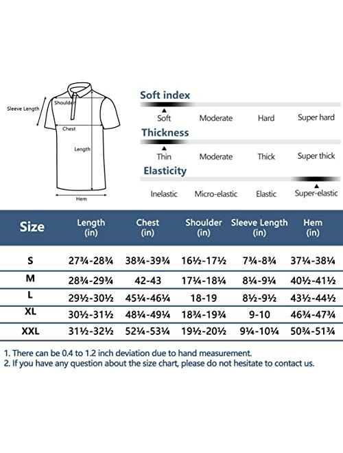 Dasawamedh Men's Quick Dry Golf Shirt Short and Long Sleeve Polo Shirt Stretch Moisture Wicking UV Protection Sports T-Shirt