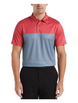 PGA TOUR Men's Athletic-Fit Airflux Birdseye Block Print Short Sleeve Golf Polo Shirt