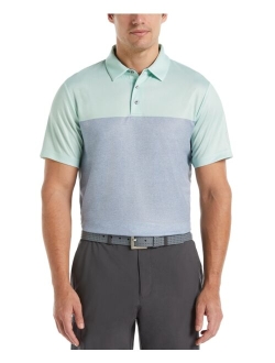 PGA TOUR Men's Athletic-Fit Airflux Birdseye Block Print Short Sleeve Golf Polo Shirt