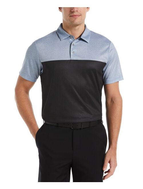 PGA TOUR Men's Athletic-Fit Airflux Birdseye Block Print Short Sleeve Golf Polo Shirt