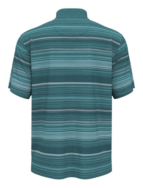 PGA TOUR Men's Athletic-Fit Terrain Stripe Print Short Sleeve Golf Polo Shirt