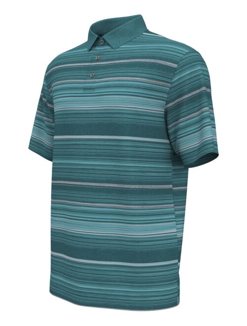 PGA TOUR Men's Athletic-Fit Terrain Stripe Print Short Sleeve Golf Polo Shirt