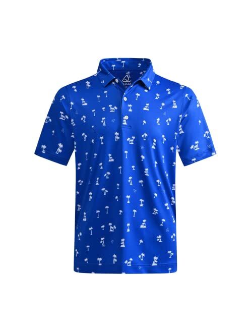 DEOLAX Mens Golf Shirts Fashion Hawaiian Performance Moisture Wicking Dry Fit Mens Polo Shirts Short Sleeve