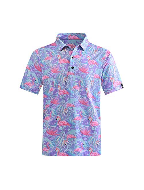 DEOLAX Mens Golf Shirts Fashion Hawaiian Performance Moisture Wicking Dry Fit Mens Polo Shirts Short Sleeve