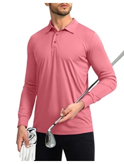 Men's Polo Shirt Long Sleeve Golf Shirts Lightweight UPF 50  Sun Protection Cool Shirts for Men Work Fishing Outdoor