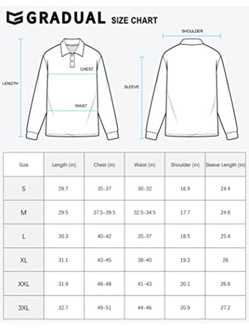 G Gradual Men's Polo Shirt Long Sleeve Golf Shirts Lightweight UPF 50+ Sun Protection Cool Shirts for Men Work Fishing Outdoor