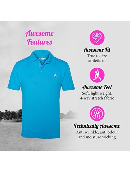 Royal & Awesome Flag Golf Shirts for Men, Mens Golf Shirt, Crazy Golf Shirts for Men, Funny Golf Polos for Men