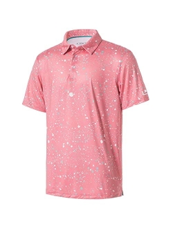 Ephemoca Golf Shirts for Men Dry Fit Performance Short Sleeve Print Moisture Wicking Polo Shirt