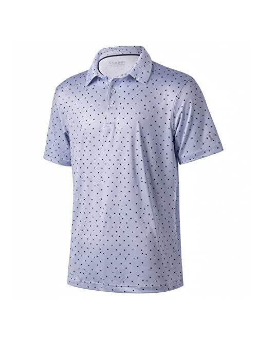 Ephemoca Golf Shirts for Men Dry Fit Performance Short Sleeve Print Moisture Wicking Polo Shirt