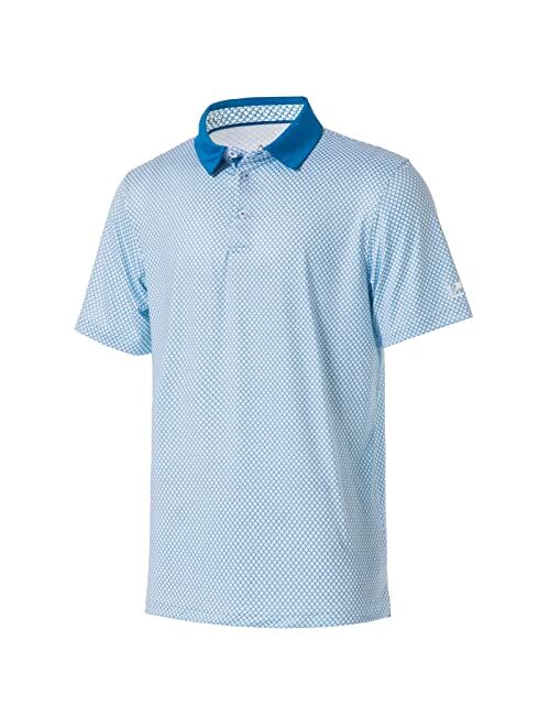 Ephemoca Golf Shirts for Men Dry Fit Performance Short Sleeve Print Moisture Wicking Polo Shirt