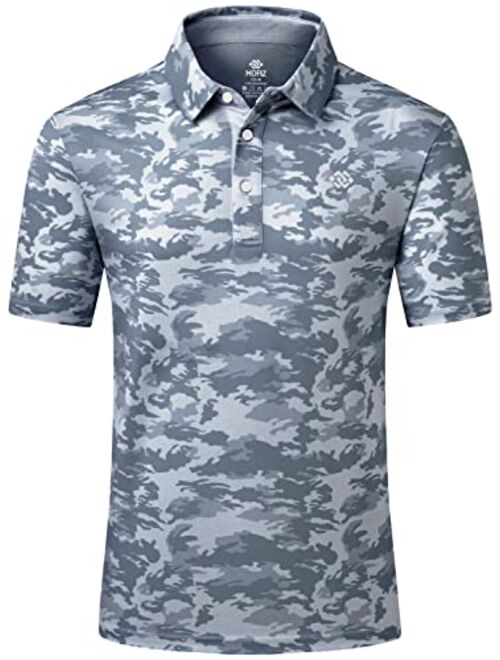 MoFiz Men's Camo Polo Golf Shirt Hiking Dry Fit Short Sleeve T-Shirts Pique Collared Polo Jersey