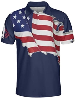 PAGYMO Golf Shirts for Men Funny Golf Shirts for Men Patriotic Golf Shirts for Men American Flag Polo Shirt Men Golf Gifts