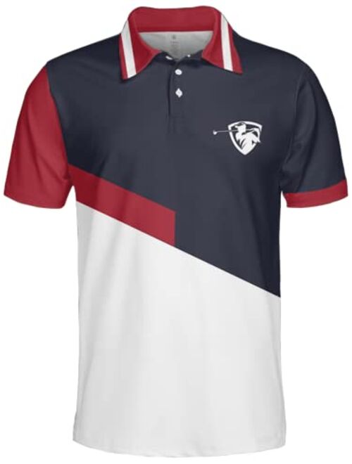 PAGYMO Golf Shirts for Men Funny Golf Shirts for Men Patriotic Golf Shirts for Men American Flag Polo Shirt Men Golf Gifts