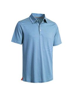 M Maelreg Men's Golf Polo Shirts Short Sleeve Striped Performance Moisture Wicking Dry Fit Golf Shirts for Men