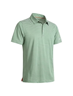 M Maelreg Men's Golf Polo Shirts Short Sleeve Striped Performance Moisture Wicking Dry Fit Golf Shirts for Men