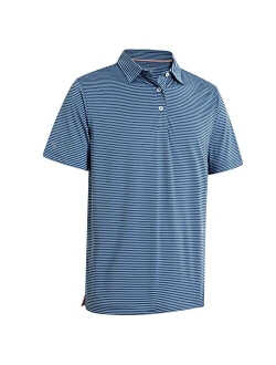 M Maelreg Men's Golf Polo Shirts Short Sleeve Striped Performance Moisture Wicking Dry Fit Golf Shirts for Men