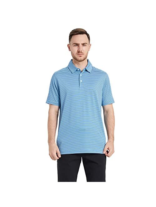 M Maelreg Men's Golf Polo Shirts Short Sleeve Striped Performance Moisture Wicking Dry Fit Golf Shirts for Men