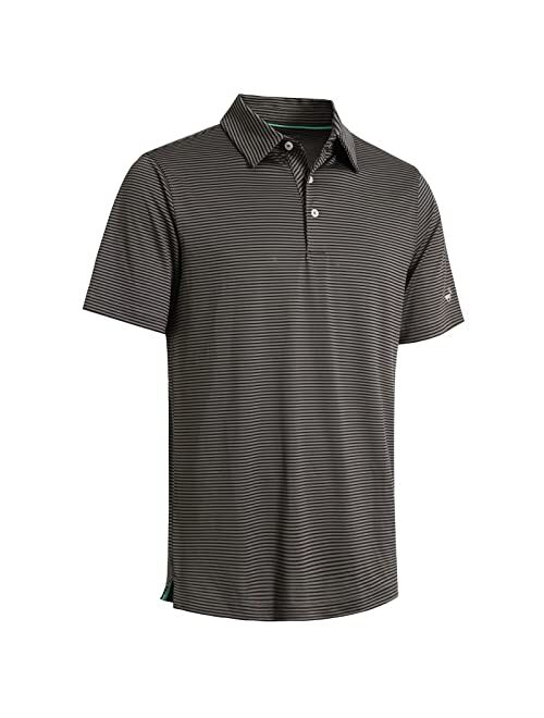 M Maelreg Men's Golf Polo Shirts Short Sleeve Striped Performance Moisture Wicking Dry Fit Golf Shirts for Men