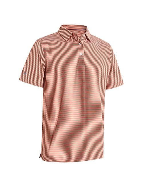 M Maelreg Men's Golf Polo Shirts Short Sleeve Striped Performance Moisture Wicking Dry Fit Golf Shirts for Men