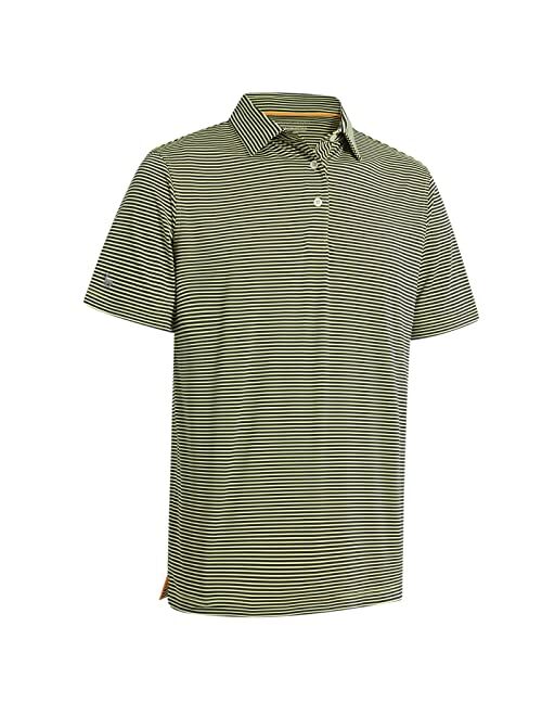 M Maelreg Men's Golf Polo Shirts Short Sleeve Striped Performance Moisture Wicking Dry Fit Golf Shirts for Men