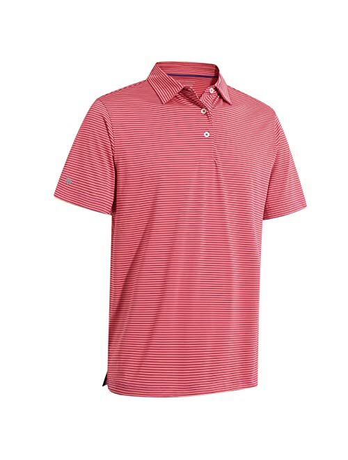 M Maelreg Men's Golf Polo Shirts Short Sleeve Striped Performance Moisture Wicking Dry Fit Golf Shirts for Men