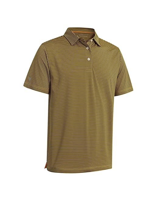 M Maelreg Men's Golf Polo Shirts Short Sleeve Striped Performance Moisture Wicking Dry Fit Golf Shirts for Men