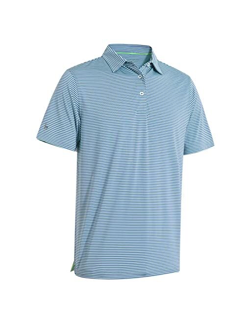 M Maelreg Men's Golf Polo Shirts Short Sleeve Striped Performance Moisture Wicking Dry Fit Golf Shirts for Men