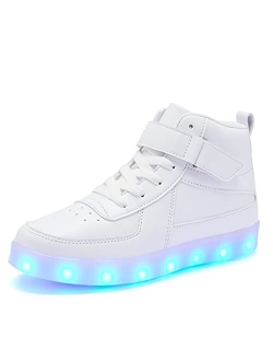 Bepoaa Kids LED Light up Shoes USB Charging Flashing Light Up High-top Sneakers for Boys and Girls Child Unisex