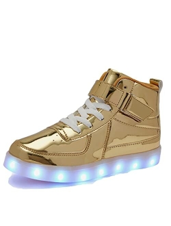 Bepoaa Kids LED Light up Shoes USB Charging Flashing Light Up High-top Sneakers for Boys and Girls Child Unisex