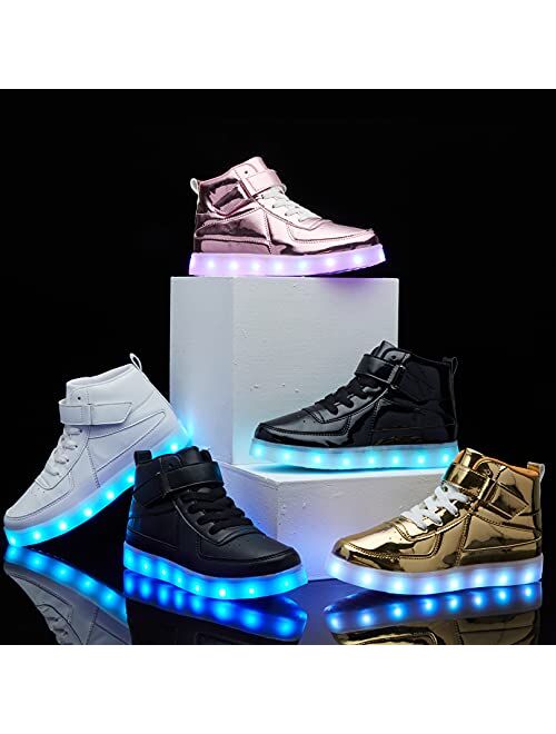 Bepoaa Kids LED Light up Shoes USB Charging Flashing Light Up High-top Sneakers for Boys and Girls Child Unisex