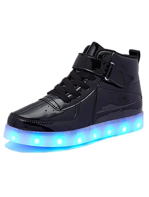 Bepoaa Kids LED Light up Shoes USB Charging Flashing Light Up High-top Sneakers for Boys and Girls Child Unisex