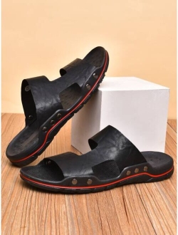 Men Studded Decor Cut Out Casual Sandals Fashionable Outdoor Sandals