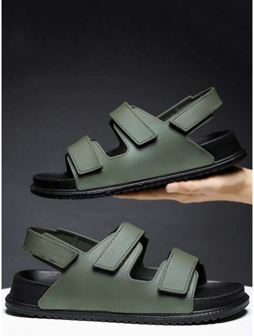 Men Hook and loop Fastener Sandals Fashionable Green PVC Footbed Sandals