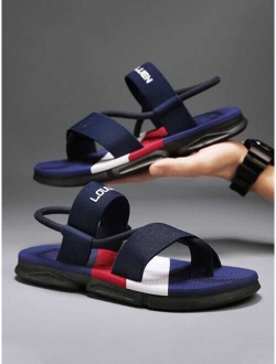 Fashion Green Sandals For Men Letter Graphic Toe Post Design Thong Sandals