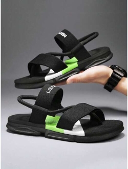 Fashion Green Sandals For Men Letter Graphic Toe Post Design Thong Sandals