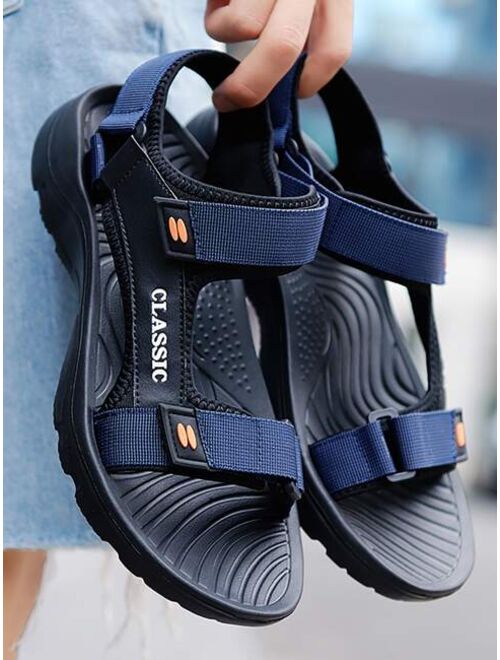 Men Letter Graphic Hook and loop Fastener Strap Sport Sandals