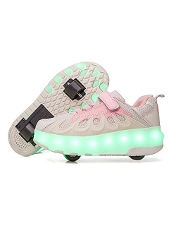 YUNICUS Roller Shoes for Girls Boys Kid Light Up Sneakers with Wheels