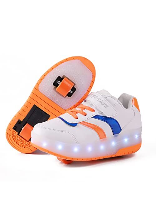 YUNICUS Roller Shoes for Girls Boys Kid Light Up Sneakers with Wheels