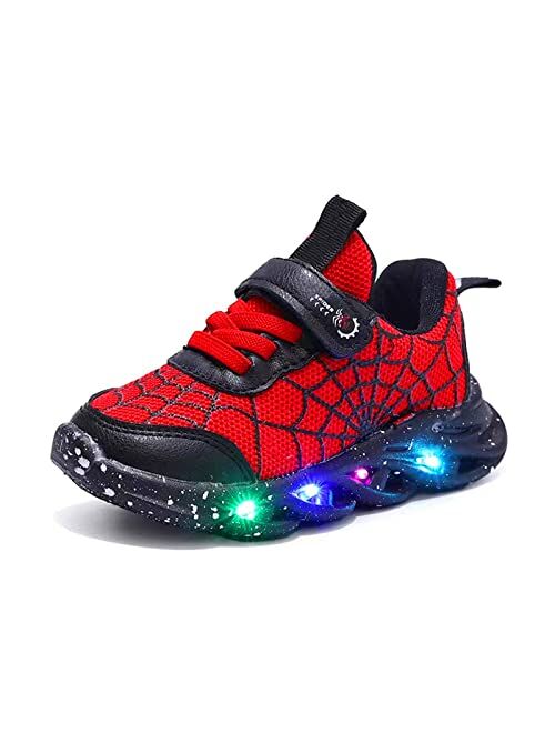 LSCBZS Toddler Kids Light Up Shoes LED Luminous Trainers Mesh Breathable Walking Sneakers for Boys Girls