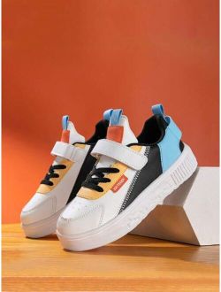 Shein Boys Hook-and-loop Fastener Sneakers, Sporty Outdoor Skate Shoes