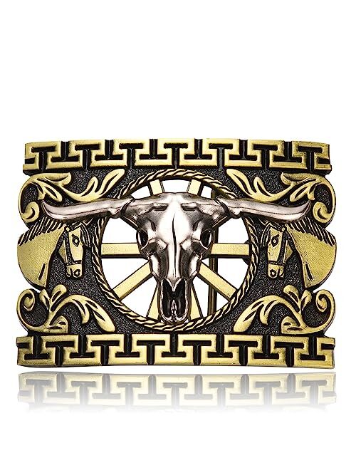 LYTOPTOP Antique Belt Buckles for Men WomenWestern Texas Long Horn Bull Belt Buckle for Cowboy Cowgirl Christmas Halloween