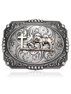 MUSVIKY Running Horse Belt Buckle for Men, Western Cowboy Cowgirls Vintage Silver Goden Belt Buckles for Women Boys Husband