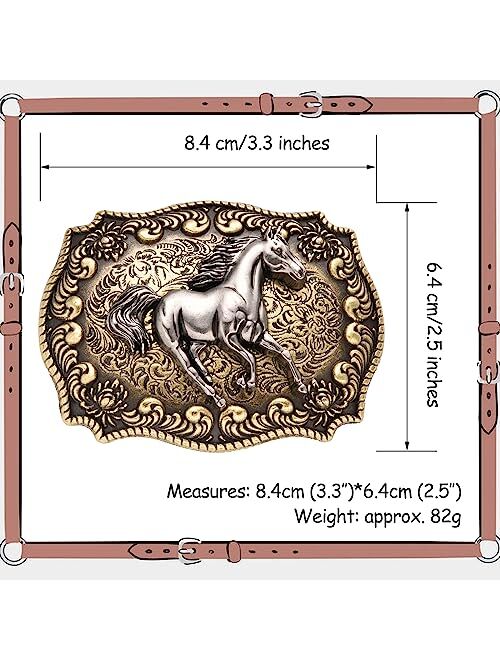 MUSVIKY Running Horse Belt Buckle for Men, Western Cowboy Cowgirls Vintage Silver Goden Belt Buckles for Women Boys Husband