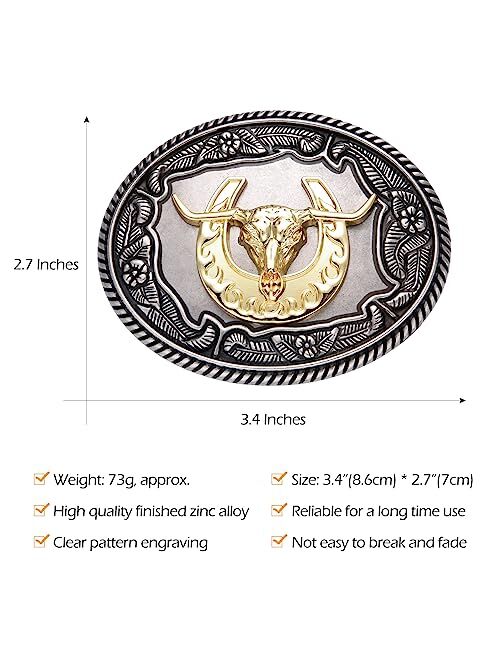 Bboten Western Belt Buckle for Men, Long Horn Cowboy Belt Buckle, Celtic Cross Eagle Belt Buckles for Women, Texas Belt Buckle